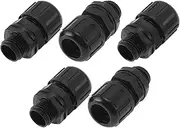 X AUTOHAUX M16x1.5 Cable Glands 13mm / 0.51" Waterproof Bellows Straight Connector PA6 Nylon Black 5 Pcs