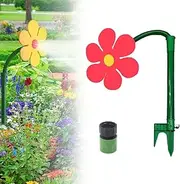 Crazy Daisy Sprinkler, Crazy Dancing Flower Sprinkler Funny Garden Sprinkler with 3/4'' or 1/2'' Adapter, 720° Rotating Garden Water Sun Flower Sprinkler for Watering and Kids Playing(Red 3/4'')