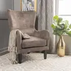Salerno Gray/Brown Fabric High Back Wing Chair Lounge WingBack ArmChair