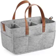 Diaper Caddy Organizer, Portable Nursery Storage Bin Felt Basket with Multi P...