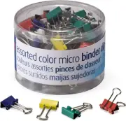 oic Micro Binder Clips, Assorted Colors, 100 Clips per Tub (31023)