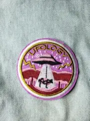 UFOlogy Alien Spaceship Embroidered Iron On Patch Free Shipping