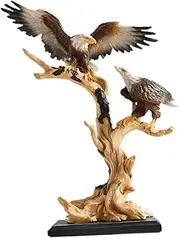 Perfk Resin Sculpture Eagle Statue Figurine Home Desktop Display Collectible Bird Figure for Father Cabinet Club Hotel Dining Room, with 2 Eagle