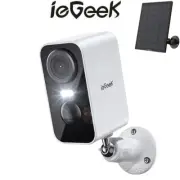 Iegeek Security Camera Night Vision 5200mAh Battery Solar Panel Wireless WiFi