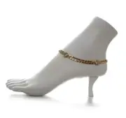 10" CONCAVE CUBAN CURB LINK CHAIN QUALITY ANKLET 6mm CZ BRACELET 14K GOLD PLATED