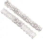 [ANDRESLAD] Floral Wedding Bridal Lace Crystal Foot Decor Leg Band for Wedding Dress Soft Elastic Accessory
