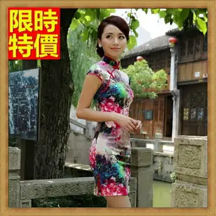 旗袍真絲短禮服-唐裝精美花色改良式時尚連身裙68p13【獨家進口】【米蘭精品】