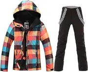 [HOTIAN] Women Ski Jacket & Pant Set Snow Suit Waterproof Windproof Snowboard Suit Snow Coats for Winter Outdoor Sport