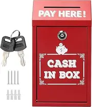 Suggestion Box | Wall Mount Money Cash Drop Box with Key | Metal Safe Storage Organizers with Key Slot Charity Mailbox for Fundraising Business Farm