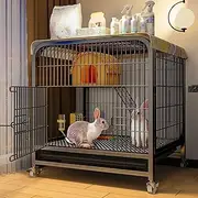 Rabbit Hutch Indoor for 2 Rabbits, with Roof, Small Animal Play Pen Indoor, for Ferret/Chinchilla/Kitten (Color : Black)