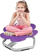 GCCSJ Sensory Toys Kids Swivel Chair, Autism Kids Swivel Chair, Petal Sit and Spin Seat Balance Chair Indoor for Child Age 3+, Regulating Toddler’s Body Balance, Metal Base Non-Slip Purple