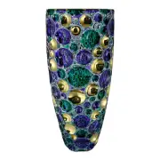 Murano Glass Vase Bubble Purple Green and Gold Handmade Painted Millefiori 35cm