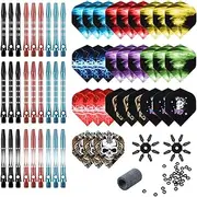 Tezoro Dart Accessories Kit Including Aluminum Dart shafts,Dart Flights, Flight Savers, Sharpener, O-Rings -Bulk Pack of 104 Pieces