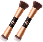 2pcs Dual-ended Blush Powder Makeup Brush Set Compact Portable for Travel Women's Beauty Makeup Tools Soft Bristles for Natural Finish