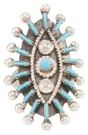Zuni Native American Needlepoint Turquoise Ring Size 5 by Gia SKU231116