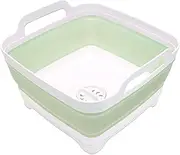 Collapsible Multipurpose Plastic Dish Basin, Space-Saving Outdoor Multiuse Foldable Ice Bucket for Camping,Hiking,Fashing (Mint Green-Drain Plug)