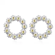 3PCS Silver plating Stud Earrings Woman Fashion Jewelry Retro Sun Flower Circle Hollow Earrings