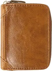 [LJCZKA] Credit Card Holder for Men and Women, Small Leather Zip, Card Holder, Wallet, Accordion Wallet, Change Cards Wallet, brown, Mittlere Größe, Minimalist