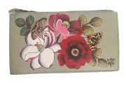 Anuschka Hand-Painted Leather Organizer Block Wallet-Dreamy Blossoms-NWT