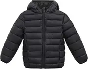 [Happy Cherry] Kids Lightweight Puffer Jacket Packable Bubble Coat Down Cotton Coats Zip Up Hooded Outwear 2-10 Years