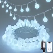 100 LED Connectable Globe String Lights Indoor, 33 Ft White String Lights Plug i