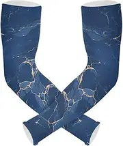 [Yoogain] UV Protection Arm Sleeves Cartoon Marble Dark Blue Arm Sleeve Sun & UV Protection High Elasticity cubre brazos, Cartoon Marble Dark Blue