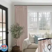 SHINELAND Blush Pink Curtains for Nursery Girl,Blackout Dusty Pink Linen Boho