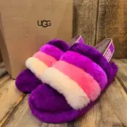 UGG FLUFF YEAH SLIDE WOOL SLIPPER SANDAL BERRLICIOUS MULTI WOMENS US 8
