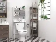 Bathroom Spacesaver Shelf Organizer Over Toilet Laundry Room Washer Modern Towel