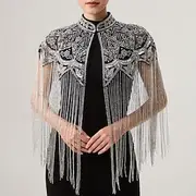 Retro Vintage Roaring 20s 1920s Cape Wrap Shawls The Great Gatsby Flapper Girl Sequins Fringe Women's Christmas Halloween Carnival Wedding Evening Party Masque
