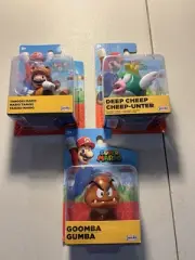 3 Super Mario World of Nintendo Figures Goomba/Tanooki/Deep Cheep New