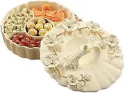 Nut Bowl Snack Tray Candy Dish Household Ceramic Dried Fruit Box with Lid Candy Dishes with Lids Nut Bowls for Parties Tapas Trays Divided Trays Platters (Color : White, Size : 28 * 11 * 28cm)