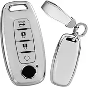 Key Fob Case Protection for Nissan X-Trail 2023 Key Holder Keychain Key Case Shell Soft TPU Accessories 4 Button White
