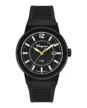 Ferragamo Mens F-80 Black 44mm Strap Fashion Watch
