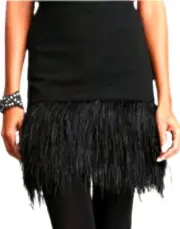 Ann Taylor rayon blend black ostrich feather ponte knit bodycon mini skirt 8 NWT