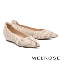 在飛比找momo購物網優惠-【MELROSE】美樂斯 氣質編織鏤空羊皮尖頭楔型低跟鞋(白