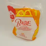 1995 McDonald's Babe Plush Toy #1, Babe A Little Pig Goes A Long Way, Sealed