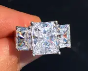 7 ct Radiant Cut Ring Top Russian Quality CZ Sterling Silver 5