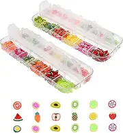 DECORNIJIA Nail Paillette Sequins for DIY Manicure Craft Assorted Fruit Design Crystal Mud Soft Clay Decoration Tools for Nail Art Creative Projects