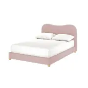 Ginnie Curved Bouclé Fabric Cloud Bed Frame - Pink