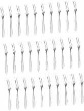 NAMOARLY 30 Pcs Stainless Steel Fruit Forks Two Teeth Food Serving Forks for Appetizers Desserts and Snacks Kitchen Gadget for Home Parties and Cafes