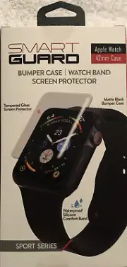 Smart Guard- BumperCase/ WatchBand/ ScreenProtector- Black For 42mm Apple Watch