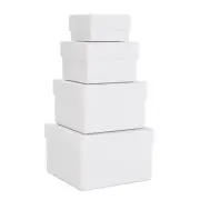 4 Pack Square Nesting Gift Boxes, Decorative Boxes with Lids in 4 Sizes, White