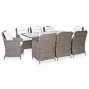 vidaXL 9 Piece Outdoor Dining Set Poly Rattan Brown