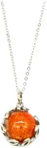 AMRITA COURT Aroma Necklace White Gold Planet Solstice Sunburst (Bright Red) + Purify Essential Oil