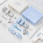 8Pcs/Box Kawaii Student Stationery Set Ins Puncher Stapler Machine Set