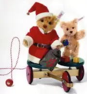 RARE Steiff Teddy Bear set Santa Rolly Drolly pull wagon Limited Ed EAN 037702