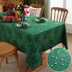 Rectangle Christmas Table Cloths, Green Jacquard Tablecloth 60 x 102 Inch