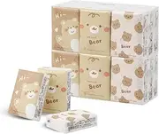 Pocket Tissue, Travel Size Facial Tissue Bulk, Pattern Tissue Packs, Small Individual Tissue Mini Cute Disposable Handkerchief for Outing Travel Wedding Party Favors 3 Ply 8 Sheets (27 Pack) (Bear)
