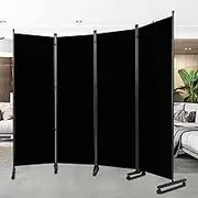 Room Divider Portable 88'' Partition Room Dividers and Folding Privacy Screens 4 Panel Wall Divider for Room Separation, Freestanding Fabric Room Divider Panel with Wheels for Home Office Hospital